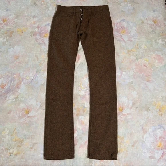 GUSTIN 48 Wool Herringbone Brown x Black 5 Pocket Pants 32 - Picture 2 of 9
